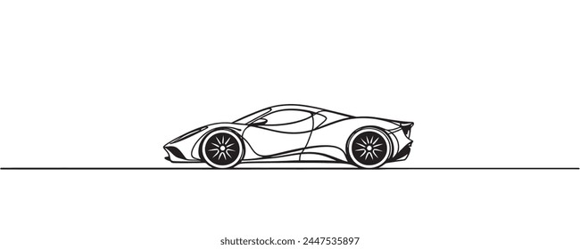 Continuous one line drawing of a speed car. vector illustration