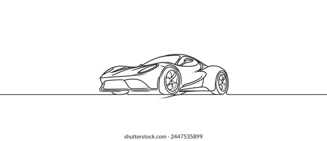 Continuous one line drawing of a speed car. vector illustration