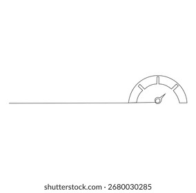 Continuous One Line Drawing of Speedomete.Minimalist Vector Illustration of Speed Indicator, Car Dashboard Performance Symbol, and Fast Speed Sign Concept