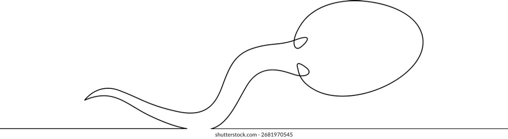 Espermatozoide de dibujo continuo de una línea. Arte de línea. Una línea continua aislada illustration. Not AI.