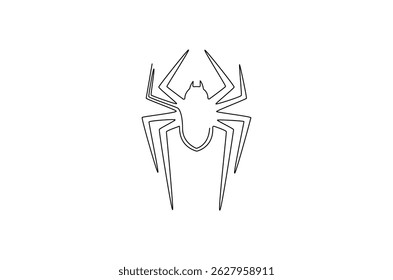 Continuous one line drawing of Spider on its web. Single line drawing illustration of Black spiders. Halloween Spiders concept vector art. Doodle line illustration.