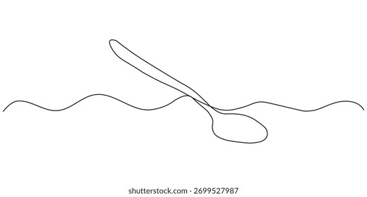 Vetor de ícone de uma linha de desenho colher. arte de cozinha, símbolo culinário. ilustração vetorial.