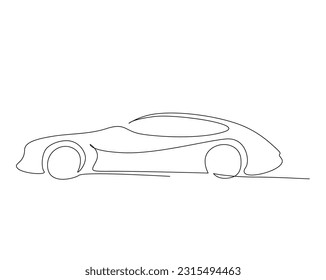 Continuous one line drawing of sport car . Super car  line art vector illustration. Editable outline or stroke.