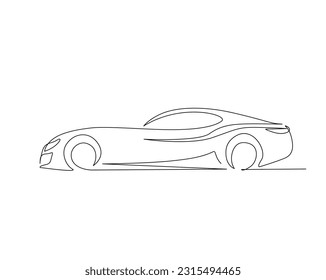 Continuous one line drawing of sport car . Super car  line art vector illustration. Editable outline or stroke.