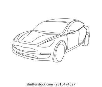 Continuous one line drawing of sport car . Super car  line art vector illustration. Editable outline or stroke.