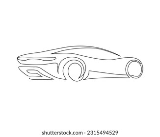 Continuous one line drawing of sport car . Super car  line art vector illustration. Editable outline or stroke.