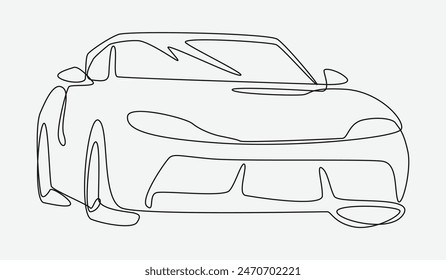 Continuous one line drawing of sport car. Vehicle, racing, transportation concept. Editable stroke. Vector illustration.