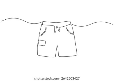 Dibujo continuo de una línea de pantalones cortos Sport. Ilustración de dibujo de una sola línea de pantalones cortos de verano. Arte vectorial de concepto especial de verano. ilustración de línea Doodle.