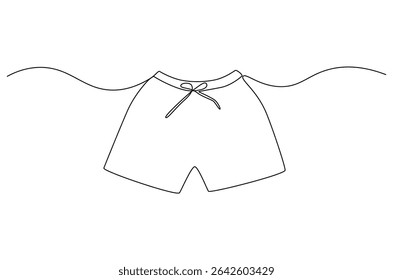 Dibujo continuo de una línea de pantalones cortos Sport. Ilustración de dibujo de una sola línea de pantalones cortos de verano. Arte vectorial de concepto especial de verano. ilustración de línea Doodle.