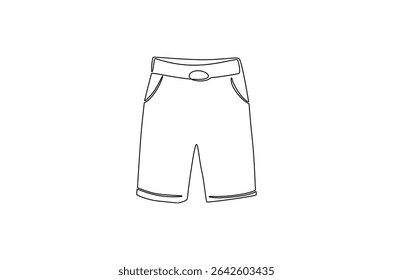 Dibujo continuo de una línea de pantalones cortos Sport. Ilustración de dibujo de una sola línea de pantalones cortos de verano. Arte vectorial de concepto especial de verano. ilustración de línea Doodle.