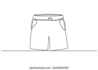 Desenho contínuo de uma linha de shorts Sport. Ilustração de desenho de linha única de shorts de verão. Vetor de conceito especial de verão. Ilustração de linha de doodle.