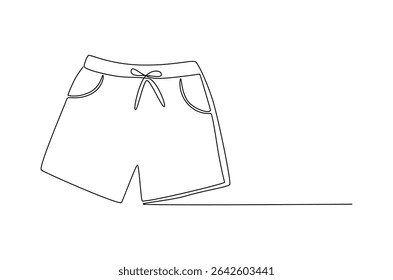 Dibujo continuo de una línea de pantalones cortos Sport. Ilustración de dibujo de una sola línea de pantalones cortos de verano. Arte vectorial de concepto especial de verano. ilustración de línea Doodle.