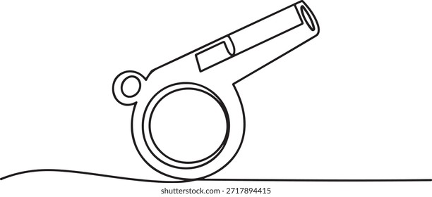 Desenho contínuo de uma linha do esporte ícone do apito, Esportes assobiar uma linha arte. Desenho de linha contínuo do esporte.
