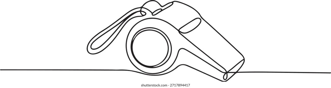 Desenho contínuo de uma linha do esporte ícone do apito, Esportes assobiar uma linha arte. Desenho de linha contínuo do esporte.
