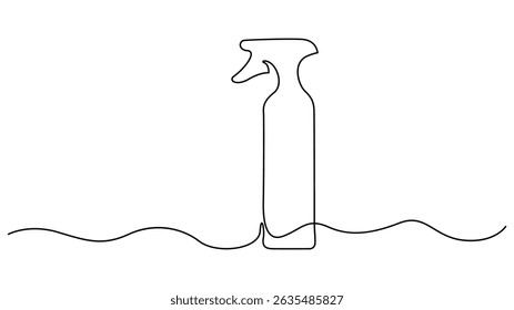 Continuous One Line drawing of a spray bottle on water
