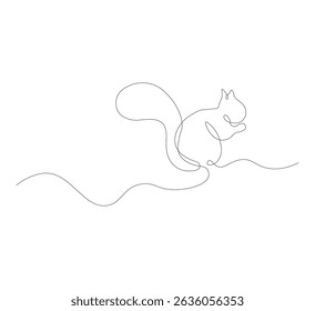 Continuous one line drawing of squirrel sitting. Animal concept single line drawing graphic design vector illustration, animal iluustration vector