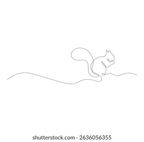 Continuous one line drawing of squirrel sitting. Animal concept single line drawing graphic design vector illustration, animal iluustration vector