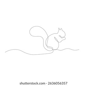 Continuous one line drawing of squirrel sitting. Animal concept single line drawing graphic design vector illustration, animal iluustration vector