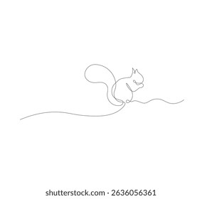 Continuous one line drawing of squirrel sitting. Animal concept single line drawing graphic design vector illustration, animal iluustration vector
