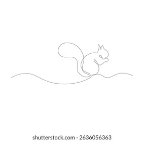 Continuous one line drawing of squirrel sitting. Animal concept single line drawing graphic design vector illustration, animal iluustration vector