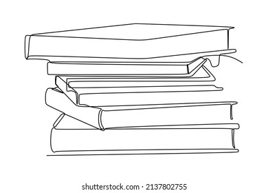 Continuous one line drawing of a stack of books. Vector illustration for education supplies back to school theme or concept