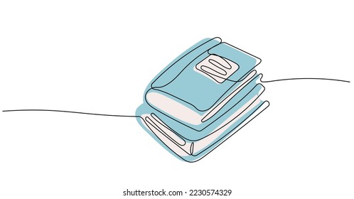 Continuous one line drawing of stack of books. Education and back to school concept. Vector illustration