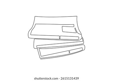 Continuous one line drawing Stack of news newspapers. Single line drawing illustration of News newspapers. Breaking news concept vector art. Doodle line illustration.