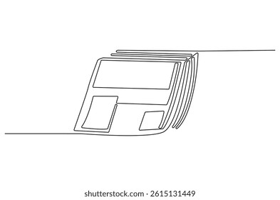 Continuous one line drawing Stack of news newspapers. Single line drawing illustration of News newspapers. Breaking news concept vector art. Doodle line illustration.