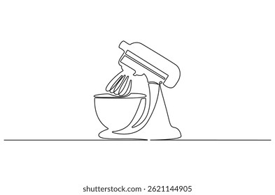 Continuous one line drawing of Stand Mixer. Single line drawing illustration of Mixer. Electrical concept vector art. Doodle line illustration.