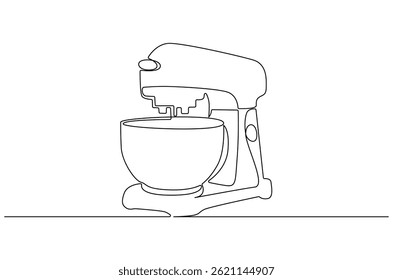 Continuous one line drawing of Stand Mixer. Single line drawing illustration of Mixer. Electrical concept vector art. Doodle line illustration.