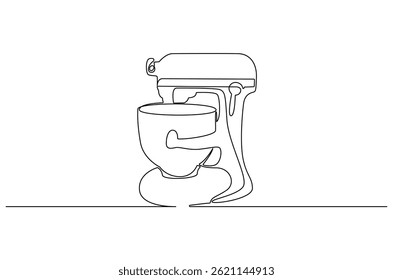 Continuous one line drawing of Stand Mixer. Single line drawing illustration of Mixer. Electrical concept vector art. Doodle line illustration.
