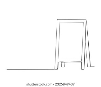 Continuous one line drawing of standing chaclkboard. Blackboard line art vector illustration, education concept.  Editable stroke.