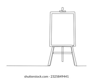 Dibujo continuo de una línea de tablero de cartón en pie. Ilustración vectorial de la línea de pizarra, concepto educativo.  Trazo editable.