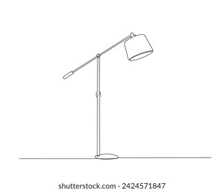 Continuous one line drawing of standing floor lamp. Floor lamp  single outline vector illustration. Interior and furniture concept, editable stroke.