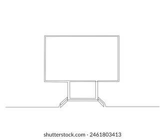 Continuous one line drawing of standing whiteboard. One line drawing illustration of whiteboard for explaining. Presentation for work concept continuous line art. Editable outline.