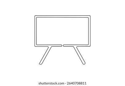 Continuous one line drawing of standing whiteboard. One line drawing illustration of, One line drawing illustration of whiteboard for explaining. Presentation for work concept continuous.