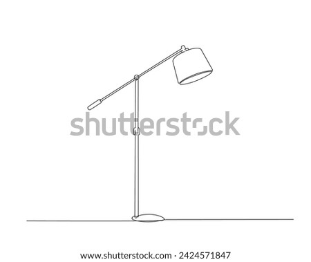 Continuous one line drawing of standing floor lamp. Floor lamp  single outline vector illustration. Interior and furniture concept, editable stroke.