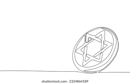 Continuous one line drawing star of David. Vector illustration religion concept line art, outline silhouette.