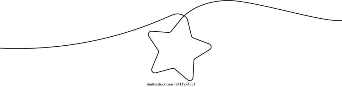 Continuous one line drawing star. Sketch vector illustration.