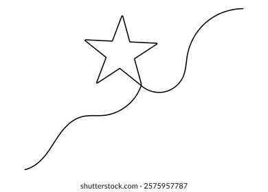 Continuous one line drawing of star outline vector illustration