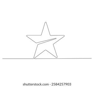 Continuous one line drawing of star. Single line drawing illustration of star icon of a winner. Star concept vector art. Doodle line illustration.
