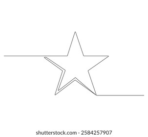 Continuous one line drawing of star. Single line drawing illustration of star icon of a winner. Star concept vector art. Doodle line illustration.
