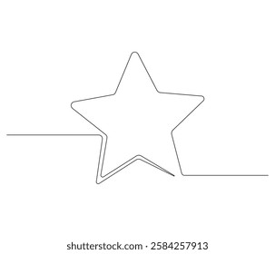 Continuous one line drawing of star. Single line drawing illustration of star icon of a winner. Star concept vector art. Doodle line illustration.
