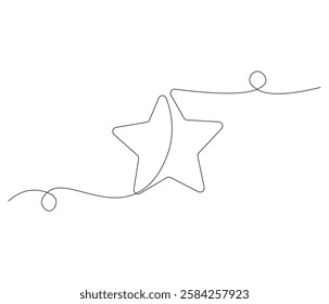 Continuous one line drawing of star. Single line drawing illustration of star icon of a winner. Star concept vector art. Doodle line illustration.
