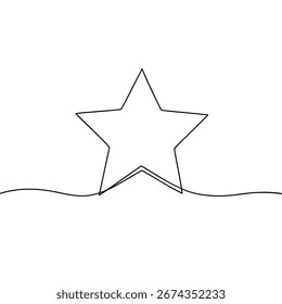 Dibujo continuo de una línea de estrella. Esbozo lineal negro minimalista aislado sobre fondo blanco.
