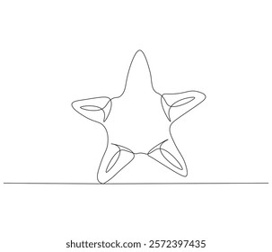 Continuous one line drawing of starfish. Starfish symbol of resilience and hope. Single line drawing illustration of starfish. Concept vector art. Doodle line illustration.
