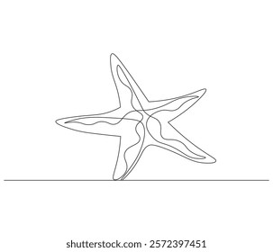 Continuous one line drawing of starfish. Starfish symbol of resilience and hope. Single line drawing illustration of starfish. Concept vector art. Doodle line illustration.
