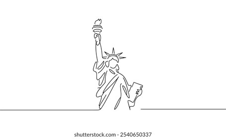 Dibujo continuo de una línea de la Estatua de la Libertad 