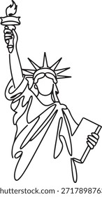 Continuous one Line Drawing of the Statue of Liberty. one line Icon drawing
