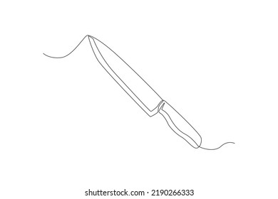 Cuchillo continuo de cocina de acero para dibujo de una línea. Concepto de electrodomésticos de cocina. Ilustración gráfica vectorial de diseño de líneas simples.